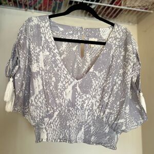 Boho-Chic Printed Crop Top with Tassel Details